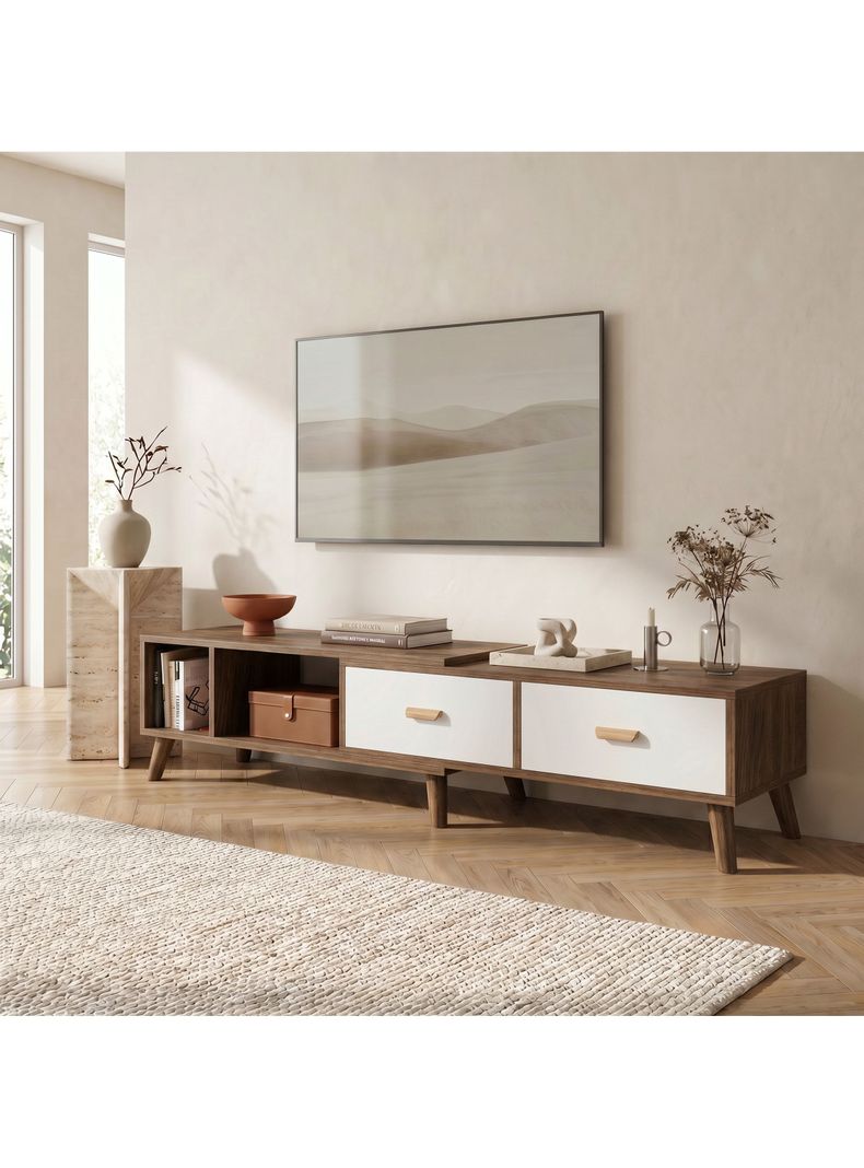 Rack Tv Ancho Extendible 120-198cm 2 Tiras Vanguardia Homer