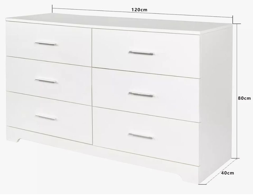 Comoda 6 Cajoneras Organizador Diseño E.e.u.u Moderno Blanco-4