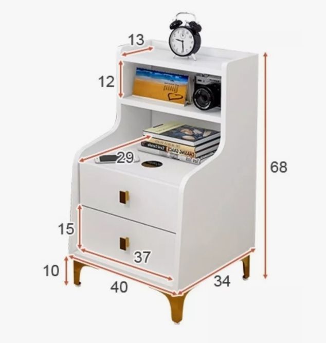 Velador 2 Niveles Con Cargador Inalambrico 40*34*68 Homer-3
