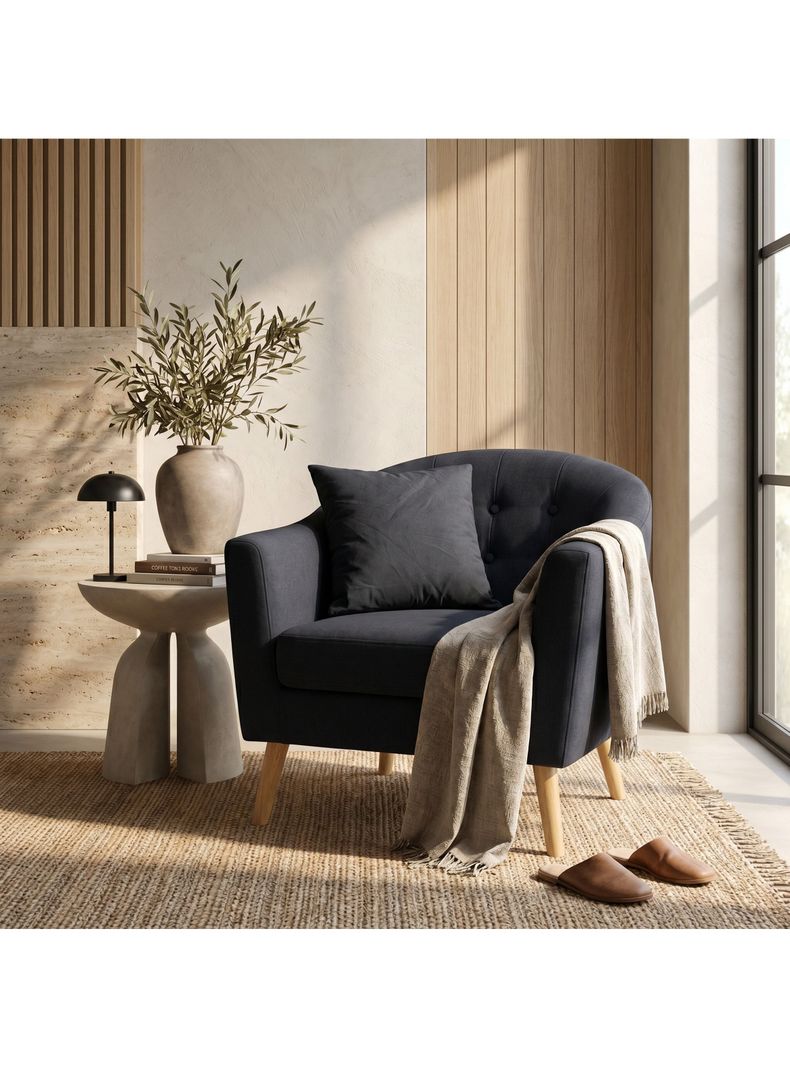 Sitial Poltrona Silla Sillon Con Cojin De Regalo 80x70x52cm Negro