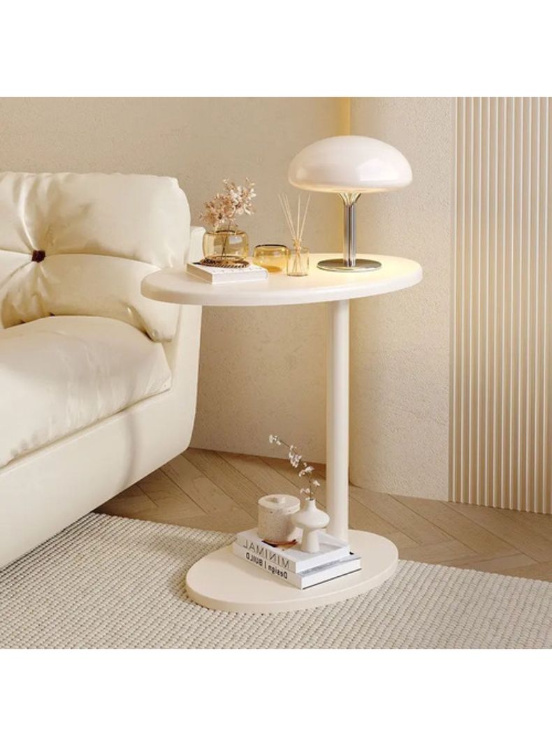 Mesa De Centro Lateral Living Vanguardia Melamina 48x55cm Blanco