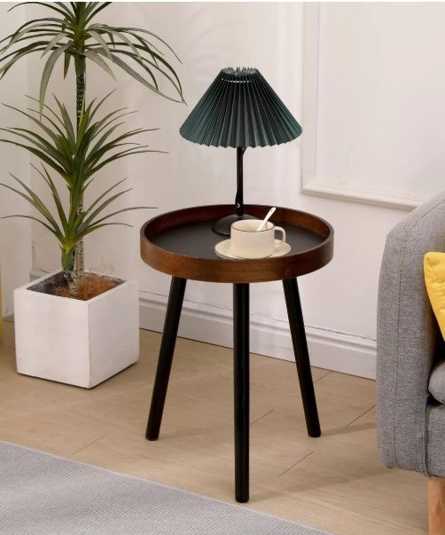 Mesa Lateral Homer Design Redonda Acero 40x45cm Melamina-1