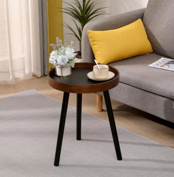 Mesa Lateral Homer Design Redonda Acero 40x45cm Melamina-3