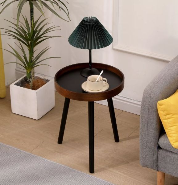 Mesa Lateral Homer Design Redonda Acero 40x45cm Melamina-4