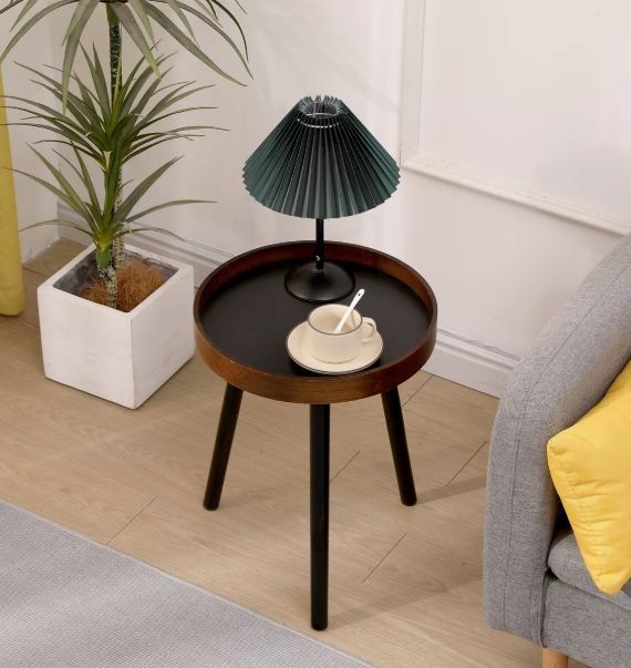 Mesa Lateral Homer Design Redonda Acero 40x45cm Melamina-5