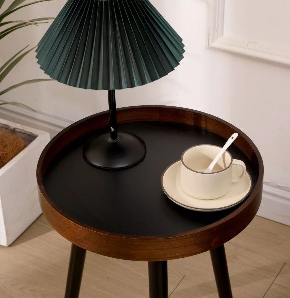 Mesa Lateral Homer Design Redonda Acero 40x45cm Melamina-6