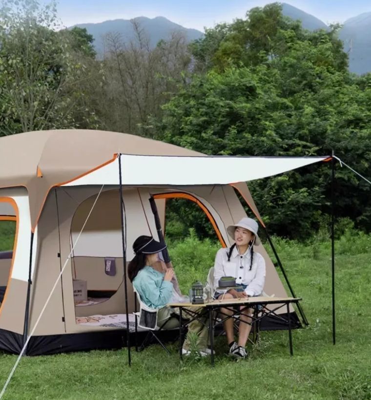 Carpa 12 Personas Techo Largo Color Marronclaro Homeroutdoor-2