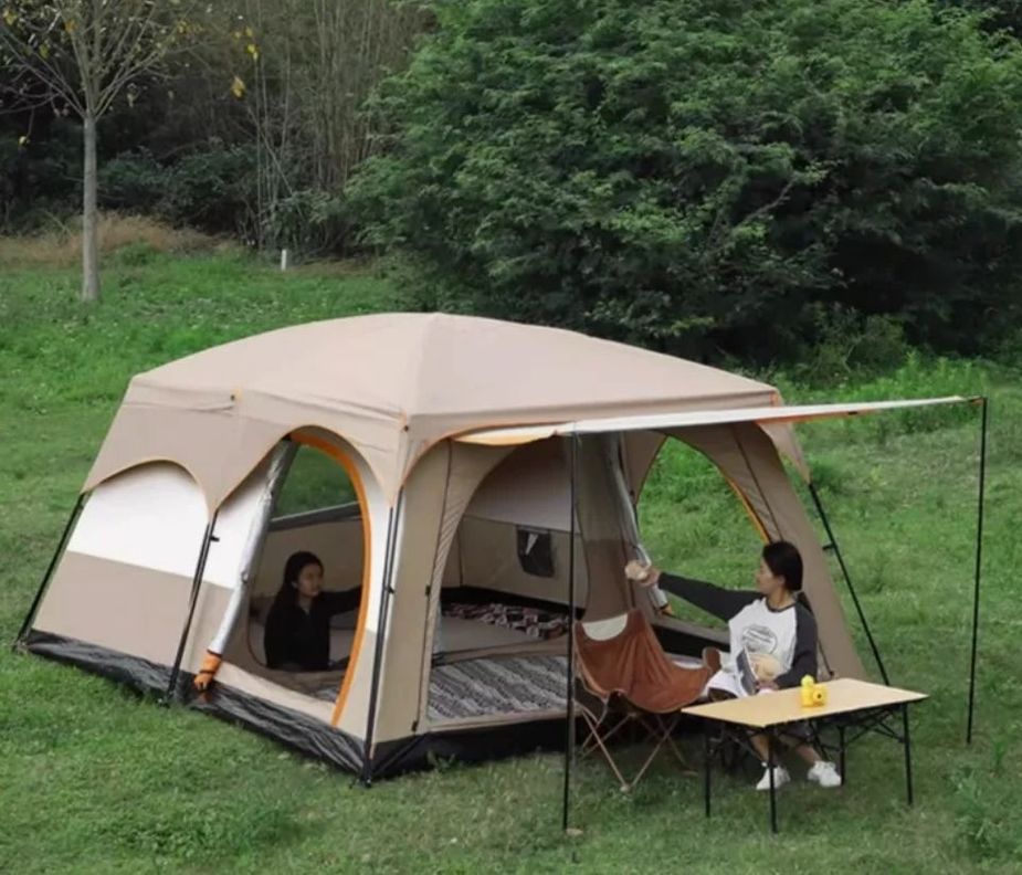 Carpa 12 Personas Techo Largo Color Marronclaro Homeroutdoor-3