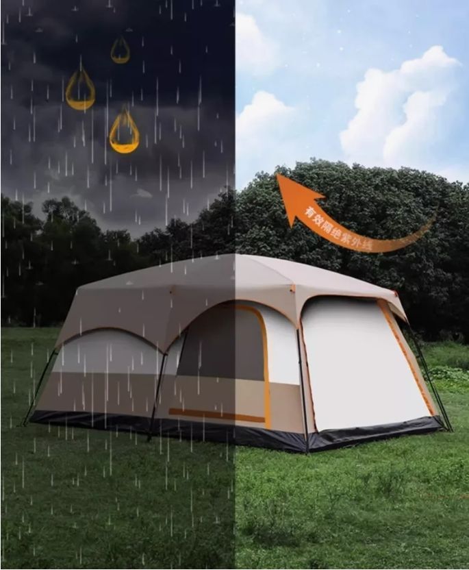 Carpa 12 Personas Techo Largo Color Marronclaro Homeroutdoor-4