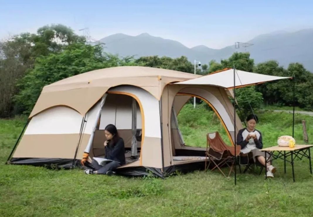 Carpa 12 Personas Techo Largo Color Marronclaro Homeroutdoor-5