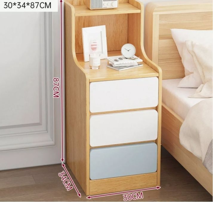 Velador Angosto Con Cajones Tricolor Homer Design 25*34*87cm-2