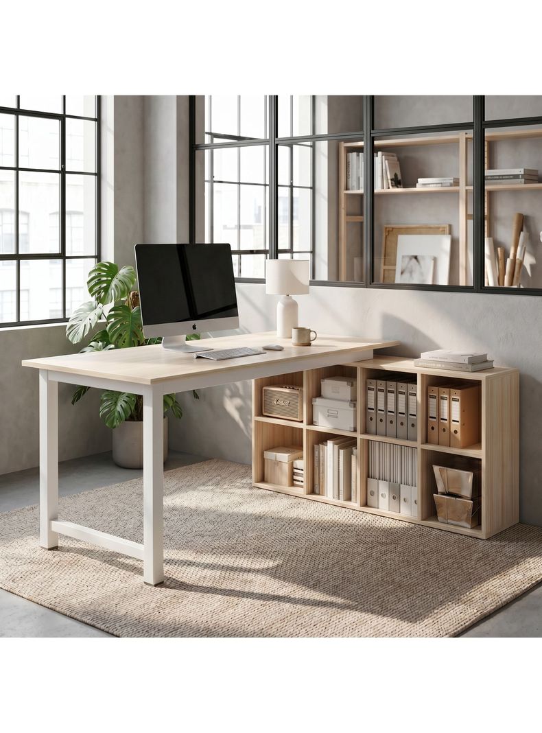Escritorio Forma L Oficina Con Cajonera Intercambiable 140cm