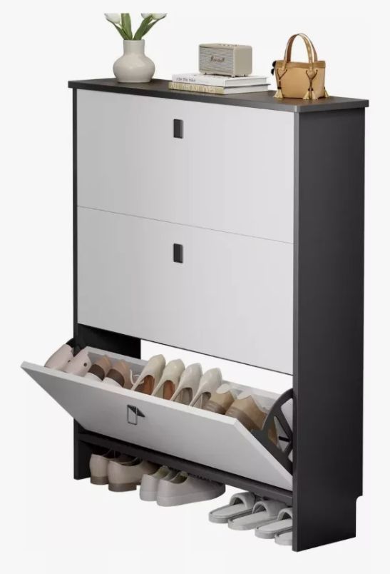 Zapatero Organizador Estante Zapato Hall Armario110x100x17cm Gris Y Blanco Homer Design-0