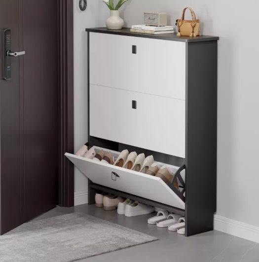 Zapatero Organizador Estante Zapato Hall Armario110x100x17cm Gris Y Blanco Homer Design-1
