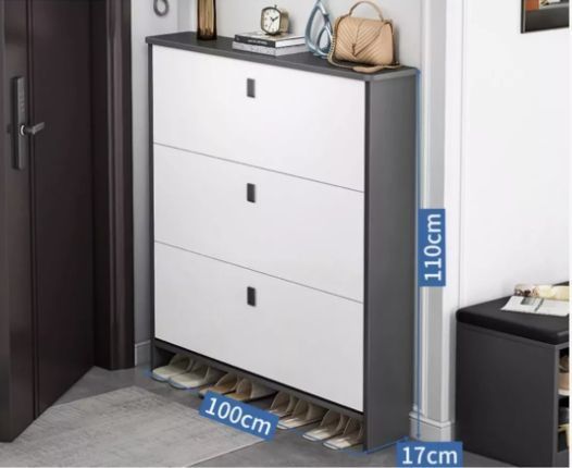 Zapatero Organizador Estante Zapato Hall Armario110x100x17cm Gris Y Blanco Homer Design-2