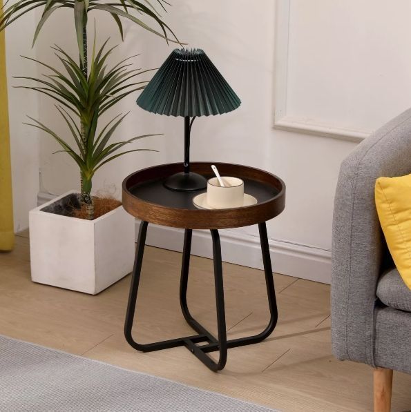 Mesa Lateral Homer Design Redonda Acero 40x46cm Melamina-1