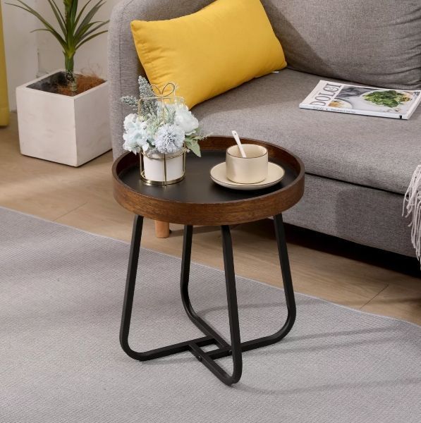 Mesa Lateral Homer Design Redonda Acero 40x46cm Melamina-2