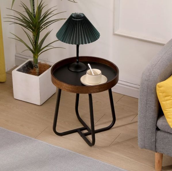 Mesa Lateral Homer Design Redonda Acero 40x46cm Melamina-4