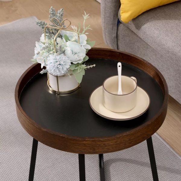 Mesa Lateral Homer Design Redonda Acero 40x46cm Melamina-6