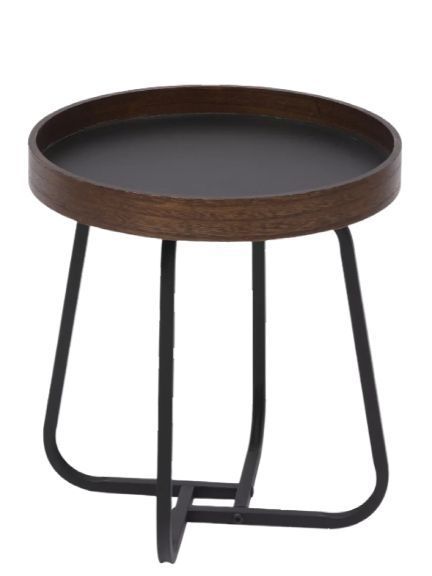 Mesa Lateral Homer Design Redonda Acero 40x46cm Melamina-0