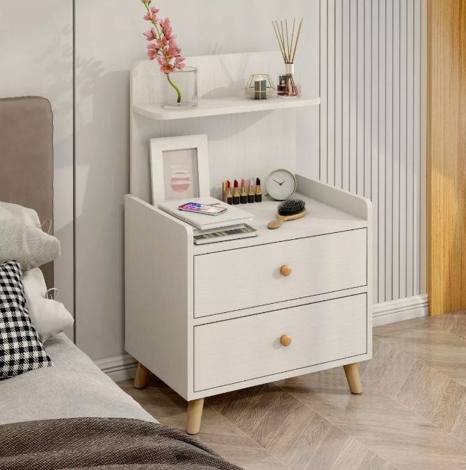 Velador Vanguardia 2 Cajones Bicolor 45*40*70 Con Respaldo-1