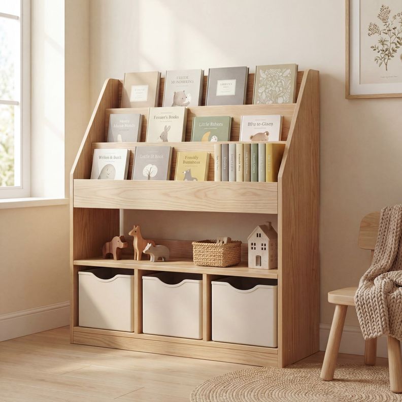 Organizador Nino Multiuso Living Escritorio Libros 90x30x100 Cafe Claro