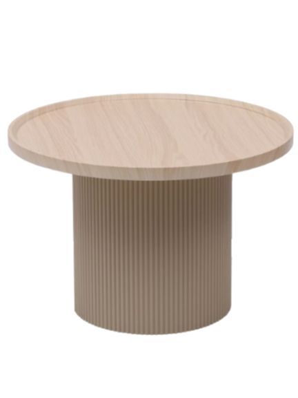 Juego Mesa De Centro Lateral Living Redonda Doble Melamina Color Marrón claro-6