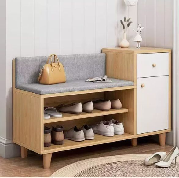 Zapatero Organizador Probador Con Cajonera 67altox90x32cm Marrón Claro-3