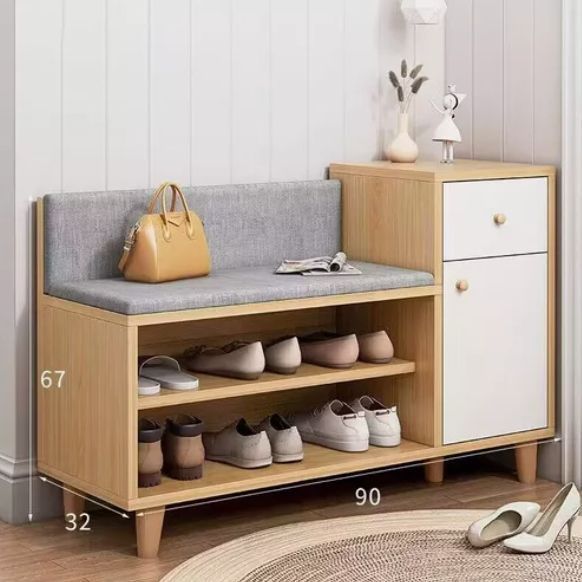 Zapatero Organizador Probador Con Cajonera 67altox90x32cm Marrón Claro-4