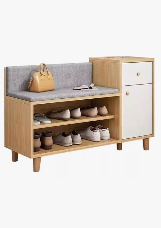 Zapatero Organizador Probador Con Cajonera 67altox90x32cm Marrón Claro-0