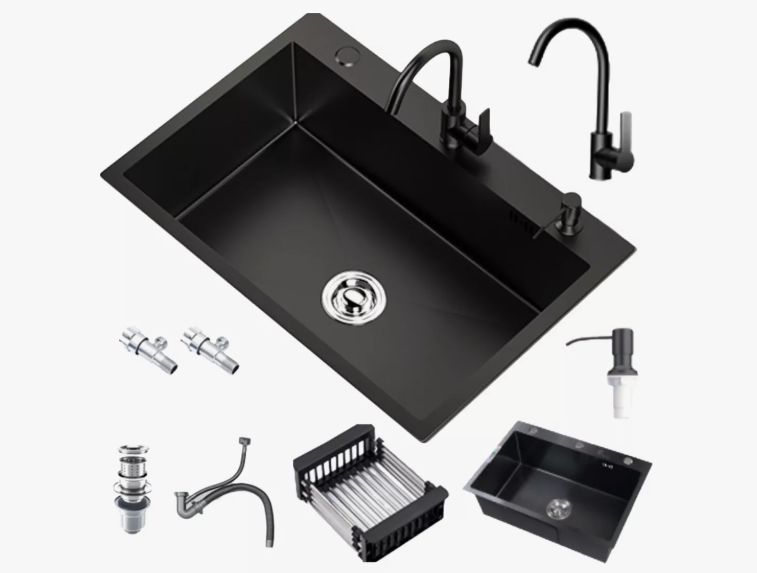 Combo Lavaplato Empotrado 55x45cm Acero Inoxidable Con Todos-1