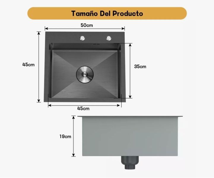 Combo Lavaplato Empotrado 55x45cm Acero Inoxidable Con Todos-5