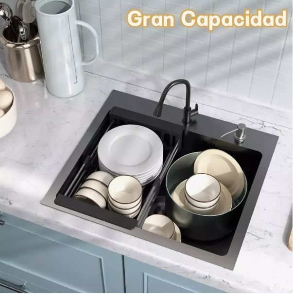 Combo Lavaplato Empotrado 55x45cm Acero Inoxidable Con Todos-6