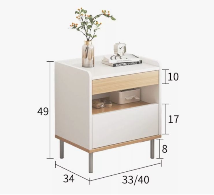Velador 2 Niveles Con Cajones Bicolor Moderno 45*40*60cm-1