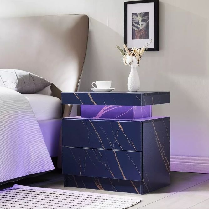 Velador Con Luz Variable Con 2 Cajones Homer Design 52*35*49-1