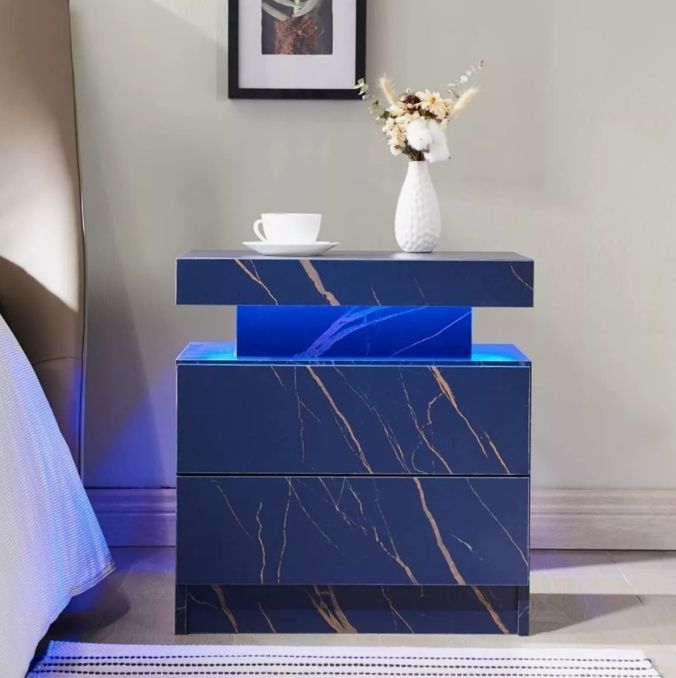 Velador Con Luz Variable Con 2 Cajones Homer Design 52*35*49-2