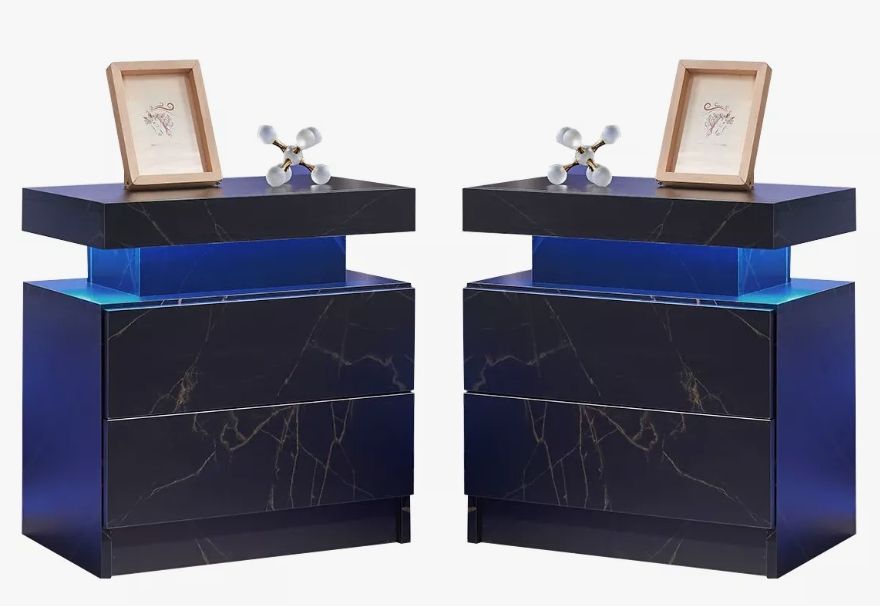 Velador Con Luz Variable Con 2 Cajones Homer Design 52*35*49-4
