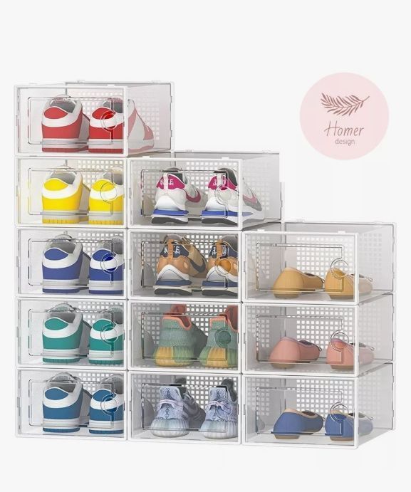 Caja Organizador De Zapatos Marca Homer Design Set X4 Unidade Apilables Firmes Transparente-1