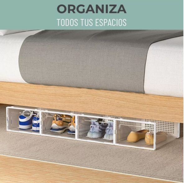 Caja Organizador De Zapatos Marca Homer Design Set X4 Unidade Apilables Firmes Transparente-2
