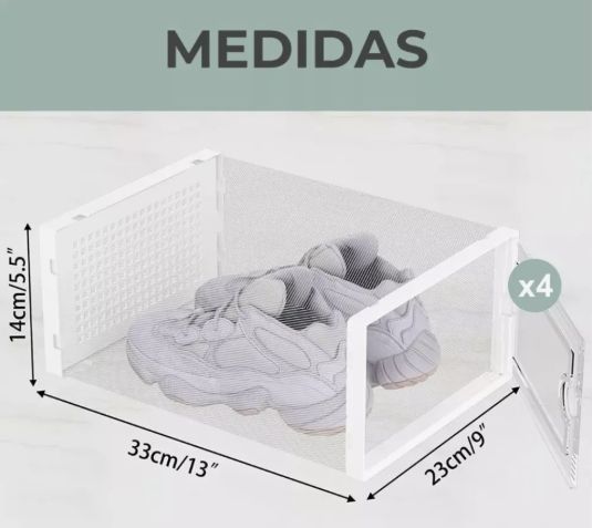 Caja Organizador De Zapatos Marca Homer Design Set X4 Unidade Apilables Firmes Transparente-5