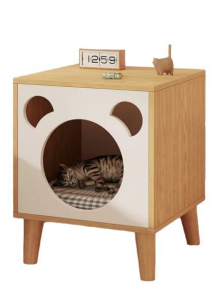 Velador Con Cama Para Mascota Casa Perro Gato 45x40x60cm-0