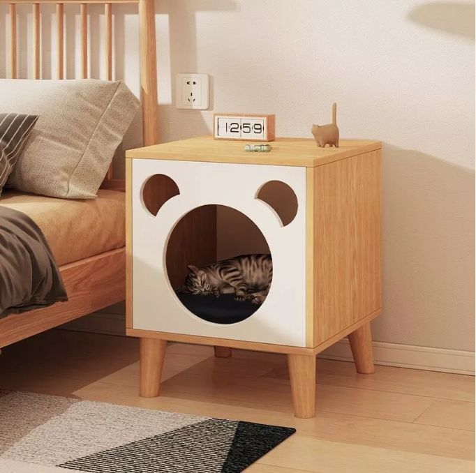 Velador Con Cama Para Mascota Casa Perro Gato 45x40x60cm-1