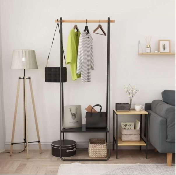 Perchero Organizador De Ropa Metal 158x40x53 Cm Con Repisa-1
