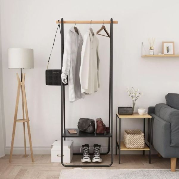 Perchero Organizador De Ropa Metal 158x40x53 Cm Con Repisa-2