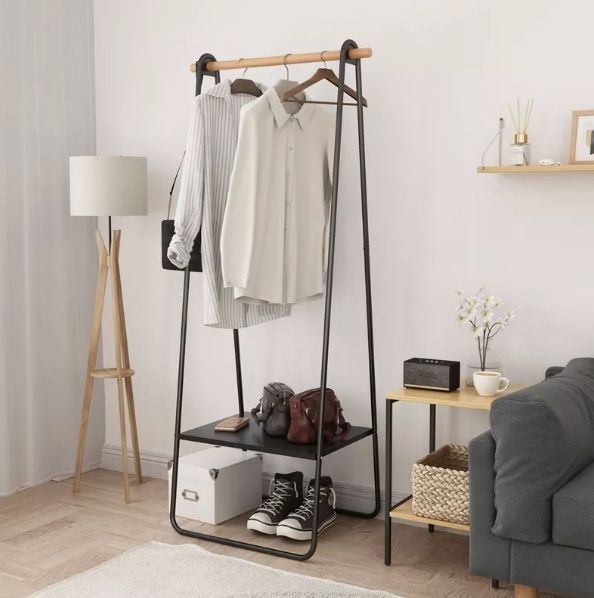 Perchero Organizador De Ropa Metal 158x40x53 Cm Con Repisa-4