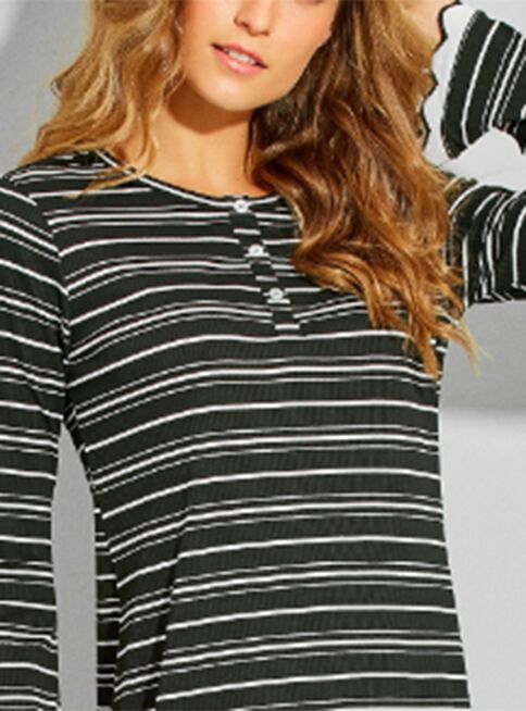 Camisa Hope Dormir Negro listada Mujer-1