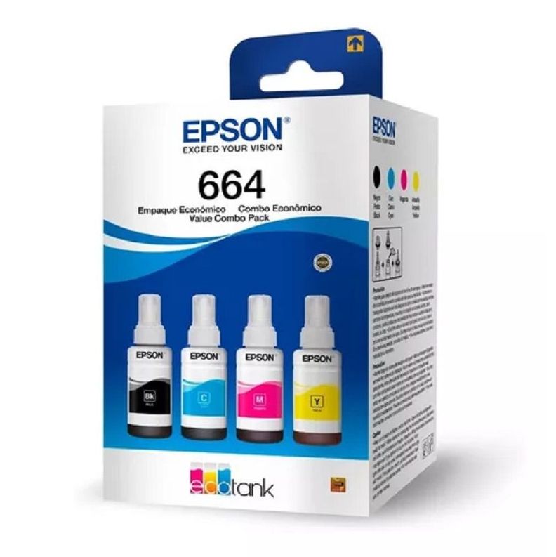 Botellas de Tinta Epson T664 70ml pág. 4.000 C-M-A-N T664520-4P-0