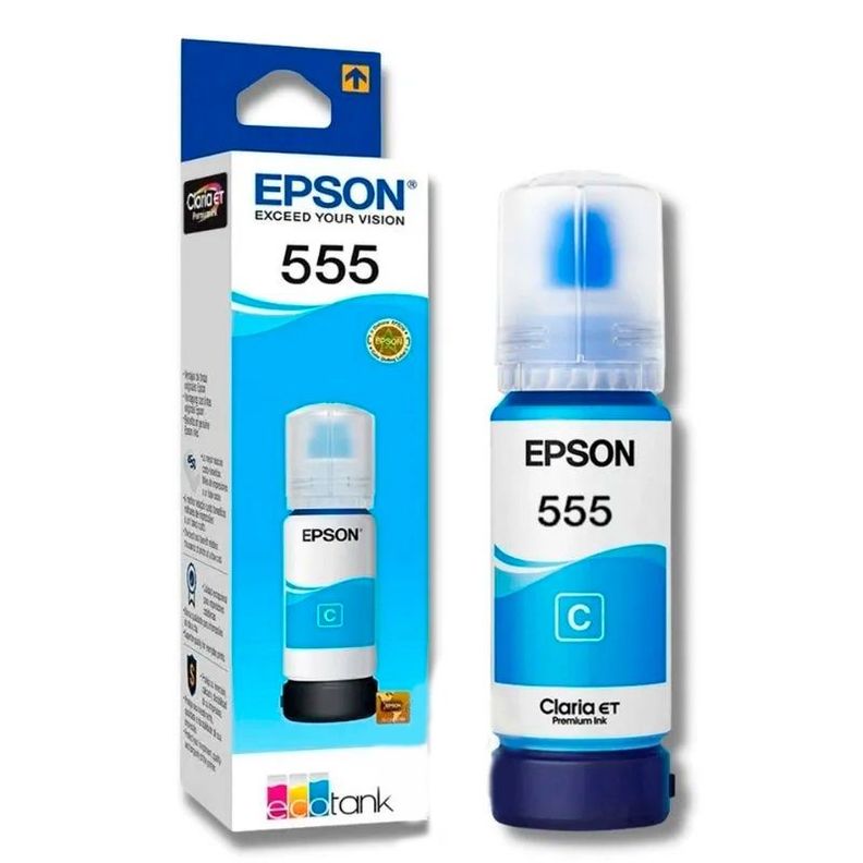 Botella de Tinta Epson T555 70ml pág. 6.200 Cyan T555220-AL-0