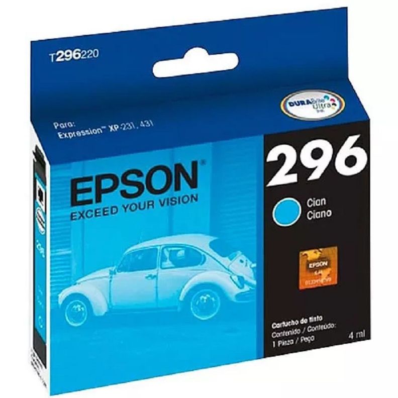 Cartucho de Tinta Epson T296 4ml pág. 250 Cyan T296220-AL-0