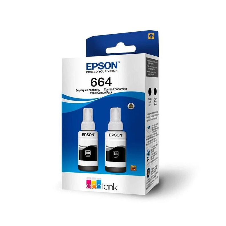 Botellas de Tinta Epson T664 70ml pág. 4.000 Negro T664120-2P-0